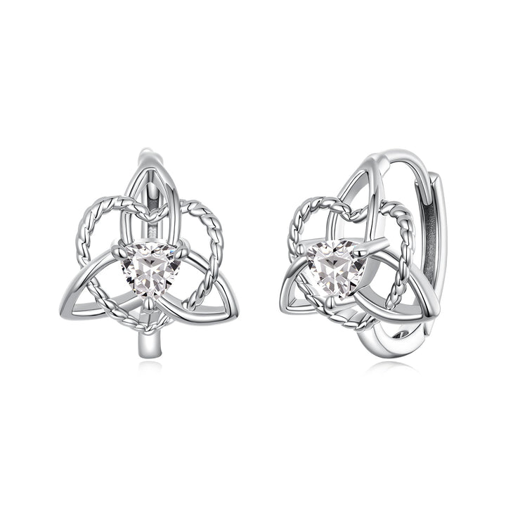 925 Sterling Silver White Gold Plated Pavé CZ 1.5x1.2cm Hoop Earrings for Women