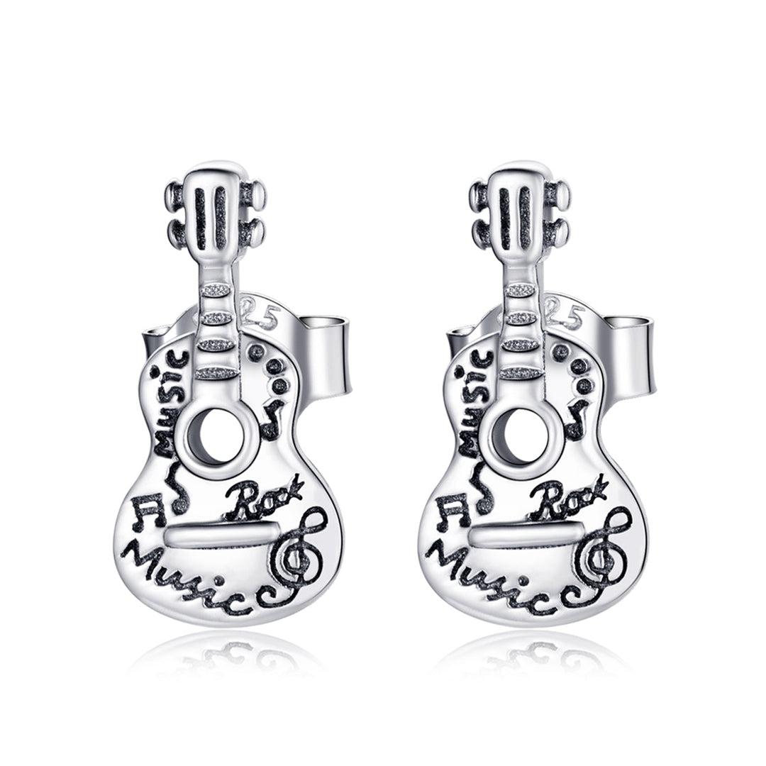 925 Sterling Silver &amp; Oxidized Silver Earrings for Women - 1.3*0.6cm