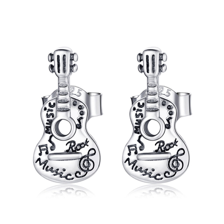 925 Sterling Silver &amp; Oxidized Silver Earrings for Women - 1.3*0.6cm