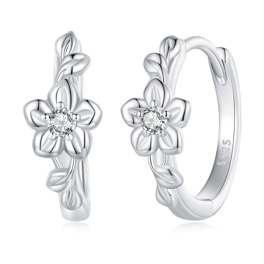 925 Sterling Silver Earrings with Zircon and Platinum Plating