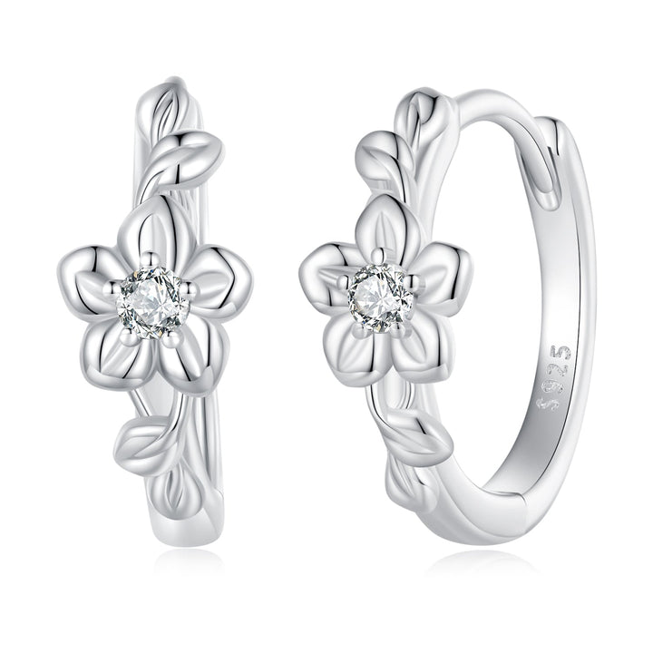 925 Sterling Silver Earrings with Zircon and Platinum Plating
