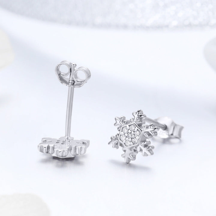 S925 Sterling Silver Earrings with CZ in Pavé Setting - 0.8*0.8cm for Women