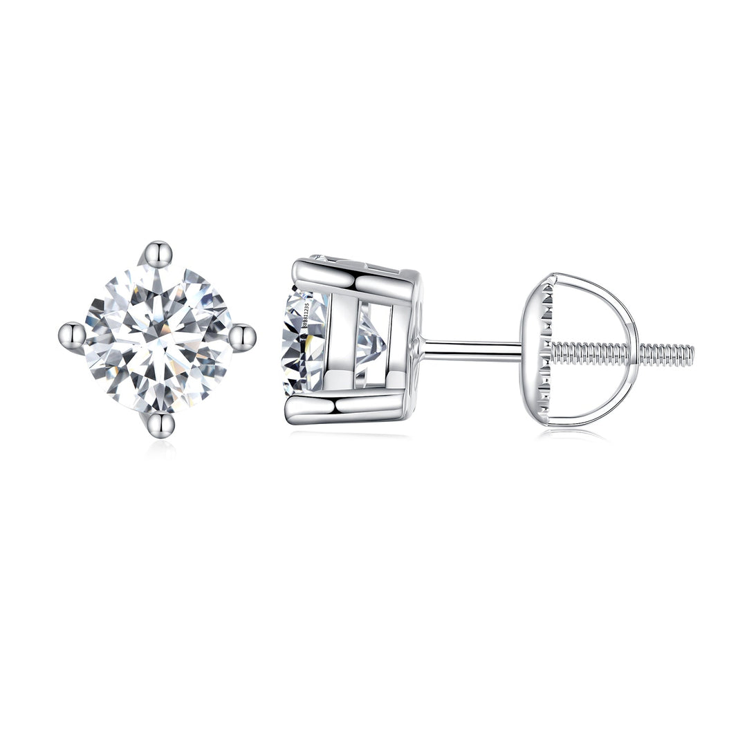 925 Sterling Silver Earrings with Moissanite in Style S, 0.5cm for Women