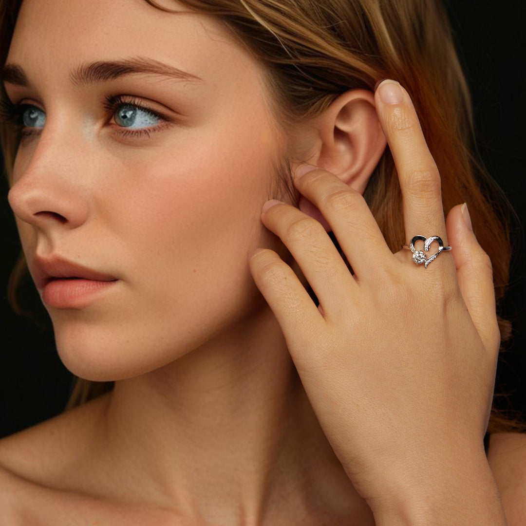 925 Sterling Silver Moissanite Heart-Shaped Ring Size 7 for Women