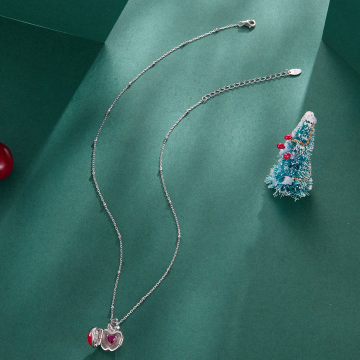 925 Sterling Silver White Gold Plated Enamel Necklace 40+5cm for Women