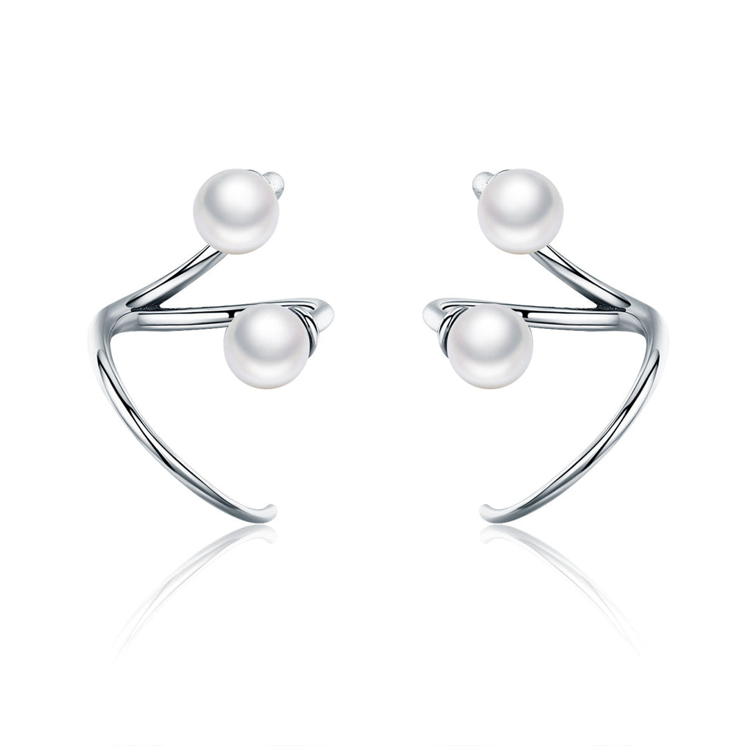 925 Sterling Silver Oxidized Earrings with Shell Pearl for Women