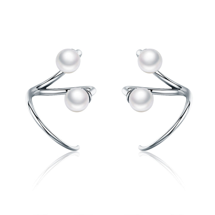 925 Sterling Silver Oxidized Earrings with Shell Pearl for Women