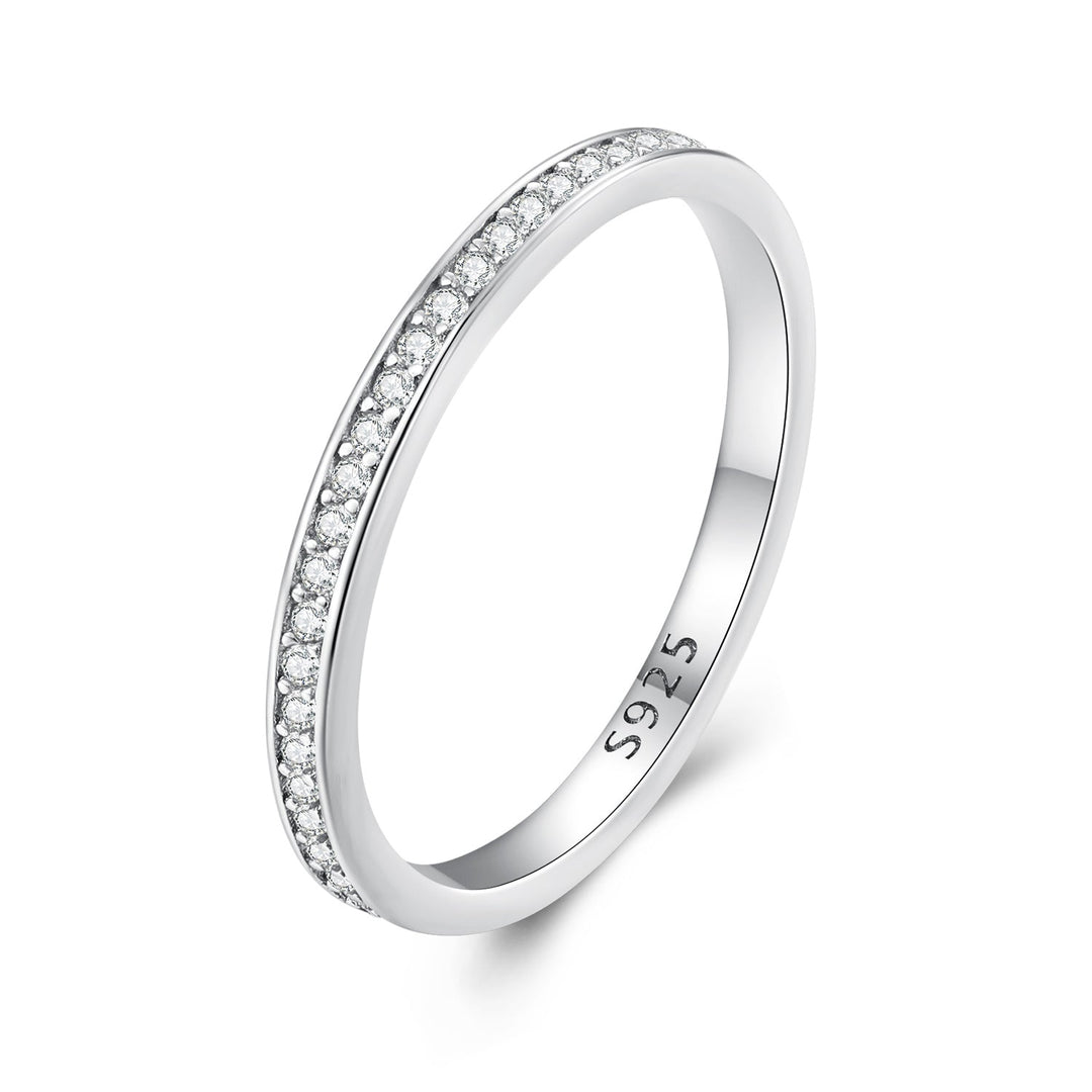 925 Sterling Silver 1.0mm Moissanite Platinum Plated Ring Size 5 for Women