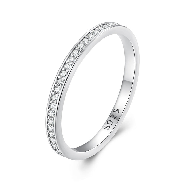 925 Sterling Silver 1.0mm Moissanite Platinum Plated Ring Size 5 for Women
