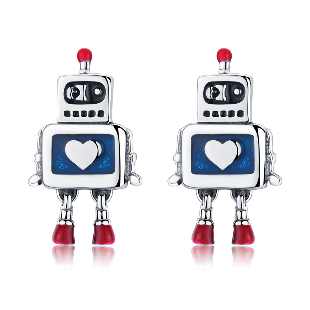 925 Sterling Silver 1.3cm Oxidized Enamel Earrings for Women
