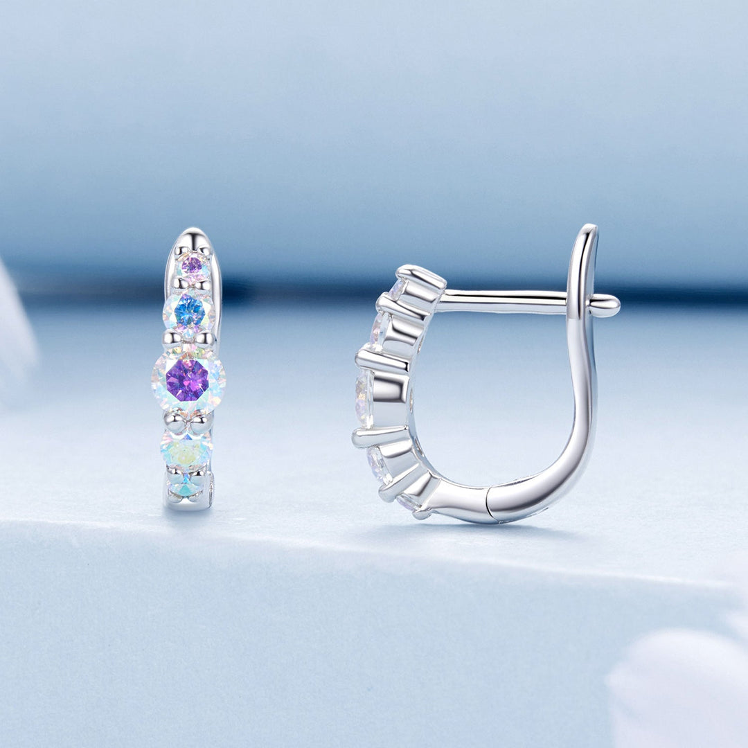 925 Sterling Silver Earrings with CZ in Pavé Setting, 12x3mm, for Women