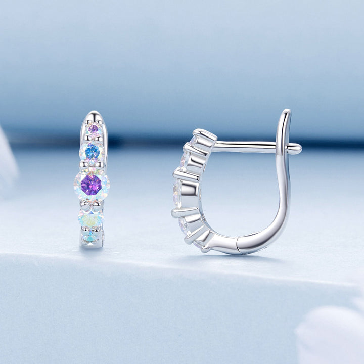 925 Sterling Silver Earrings with CZ in Pavé Setting, 12x3mm, for Women