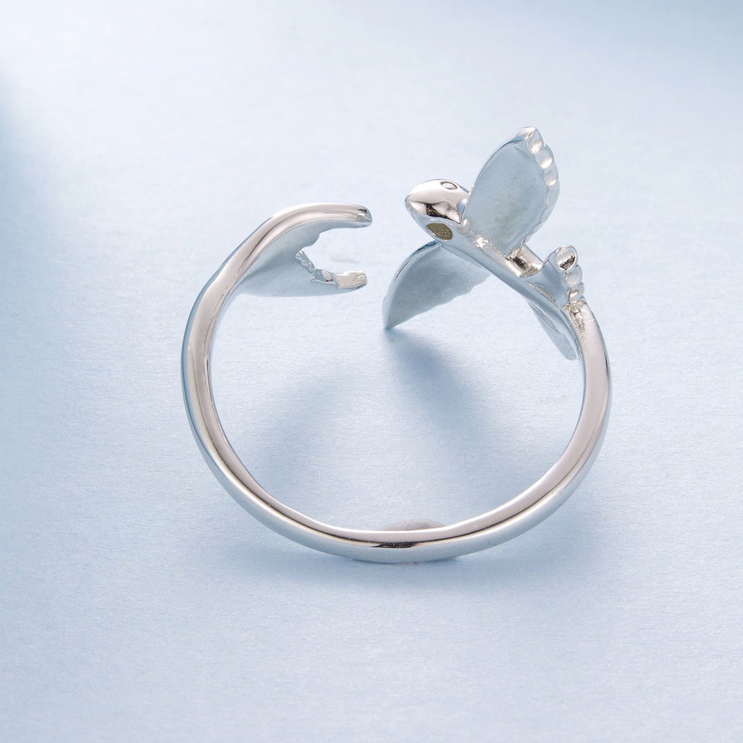925 Sterling Silver White Enamel Pavé Set CZ Ring for Women