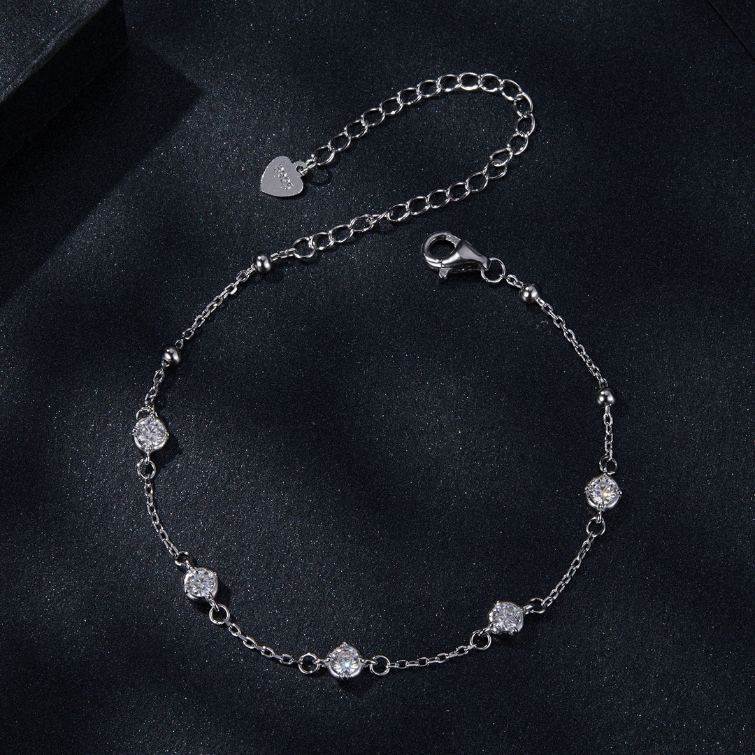 925 Sterling Silver 3mm Moissanite Bracelet for Women