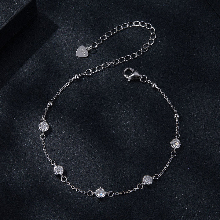 925 Sterling Silver 3mm Moissanite Bracelet for Women