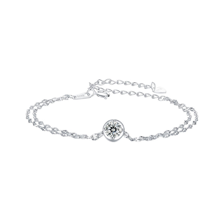 925 Sterling Silver 0.50 Carat Moissanite Bracelet for Women - 15+6cm - Plated White Gold