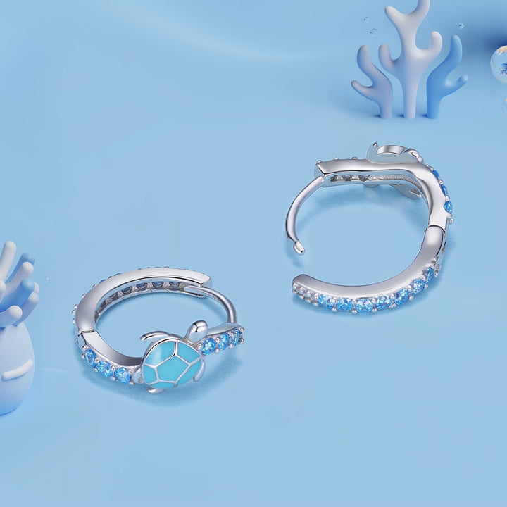 925 Sterling Silver Enamel CZ Earrings 14x6mm for Women