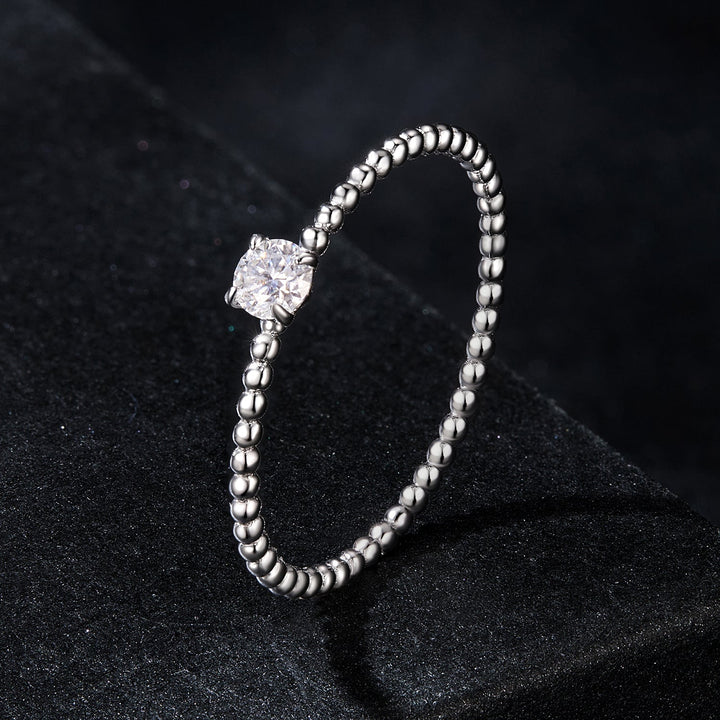 925 Sterling Silver 3mm Moissanite Ring for Women - Size 6