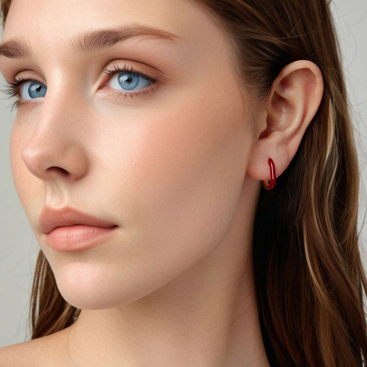 925 Sterling Silver Plated Rose Gold Enamel Earrings for Women