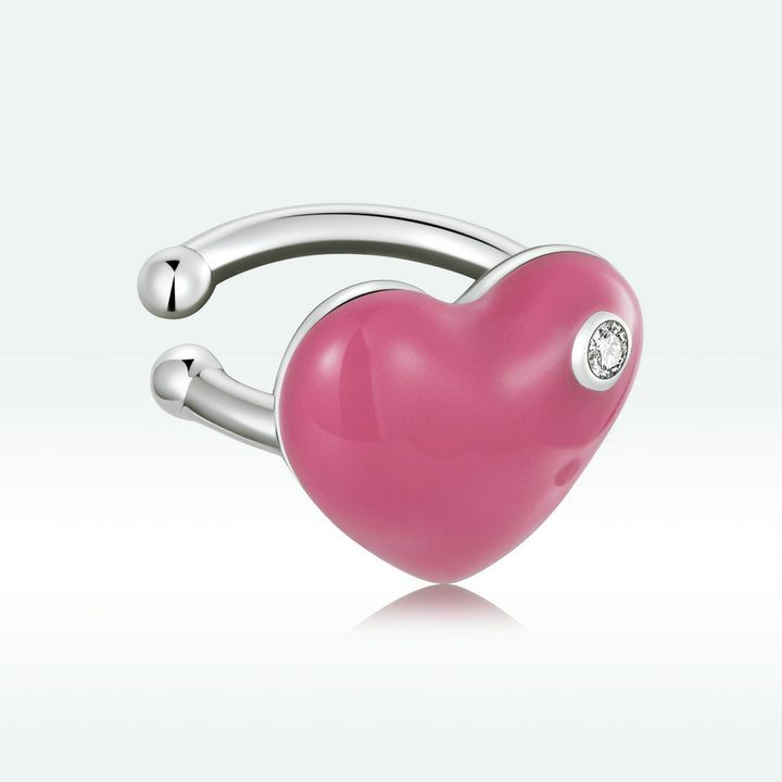 925 Sterling Silver Earrings with Pavé CZ &amp; Enamel, 1.0*1.3cm, for Women