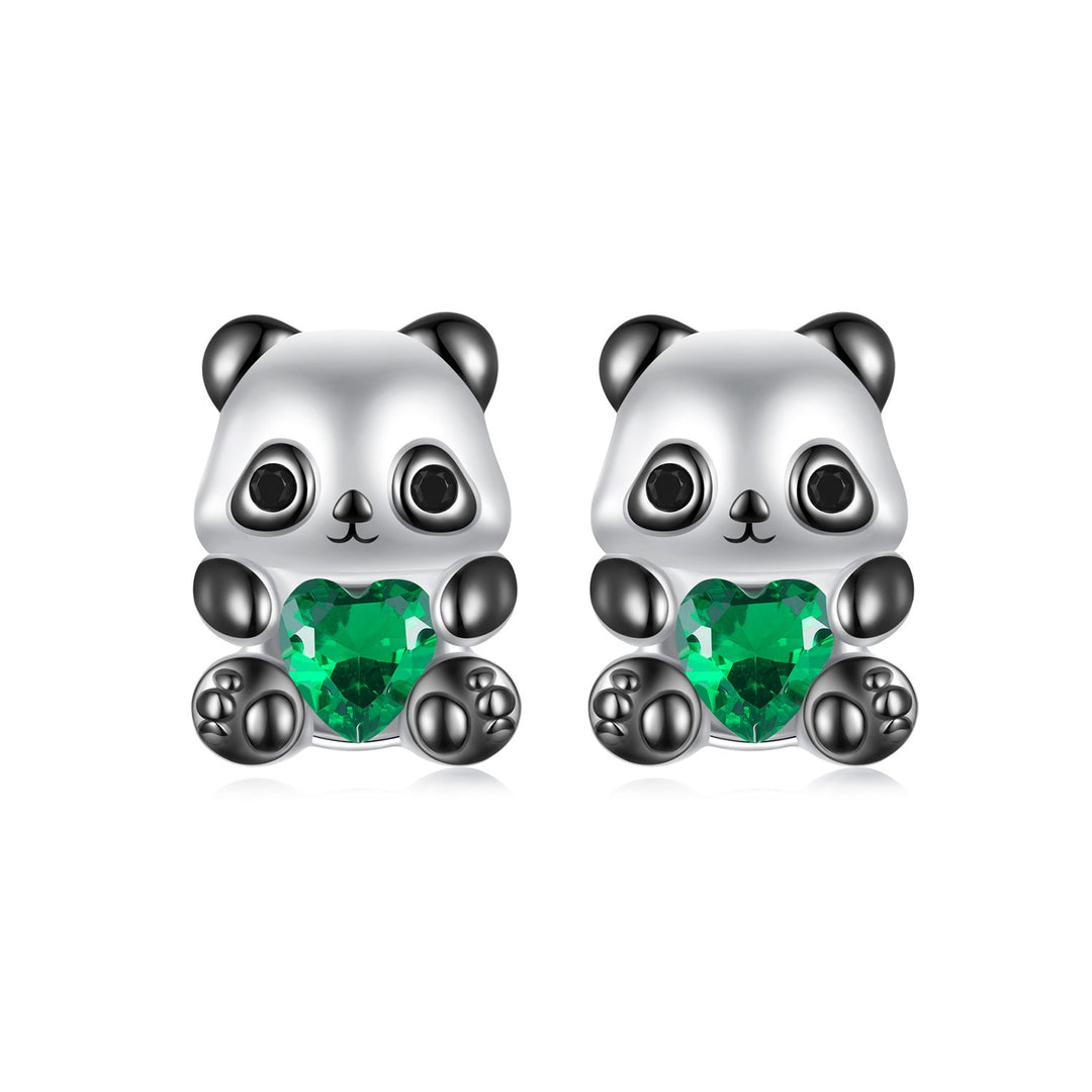 925 Sterling Silver Earrings with Pavé Setting CZ in White and Black Gold