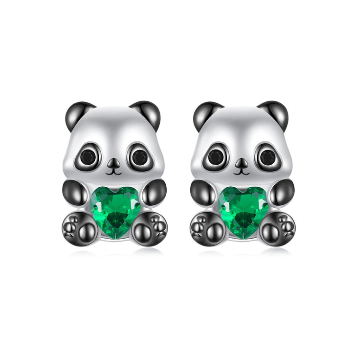 925 Sterling Silver Earrings with Pavé Setting CZ in White and Black Gold