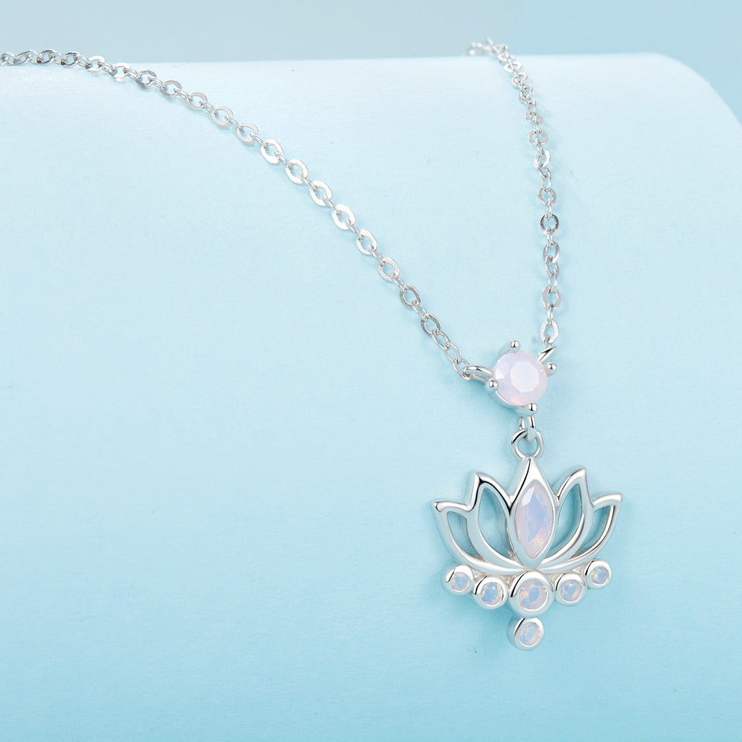925 Sterling Silver Opal Nanometer Stone Necklace for Women