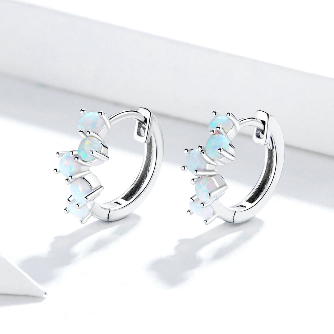 925 Sterling Silver Earrings with Translucent Opal