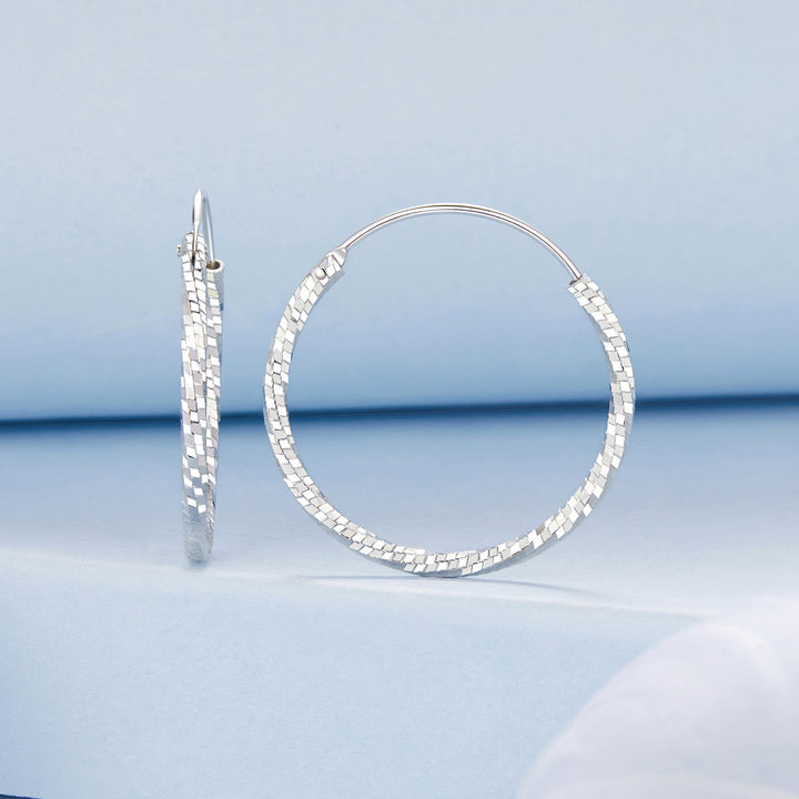 925 Sterling Silver Earrings for Women - White Gold Plated, 2.6*0.2 cm, Style L