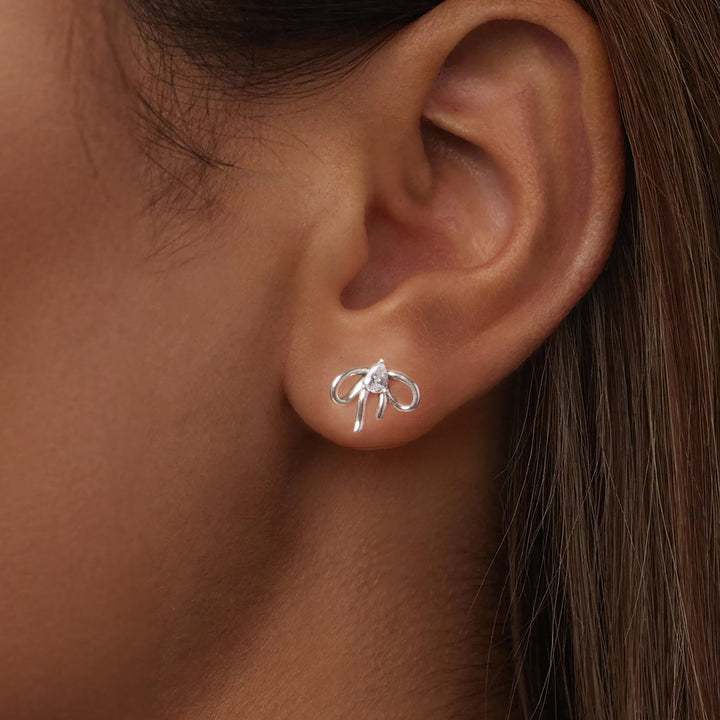 925 Sterling Silver Earrings with Pavé Setting &amp; Oxidized Finish