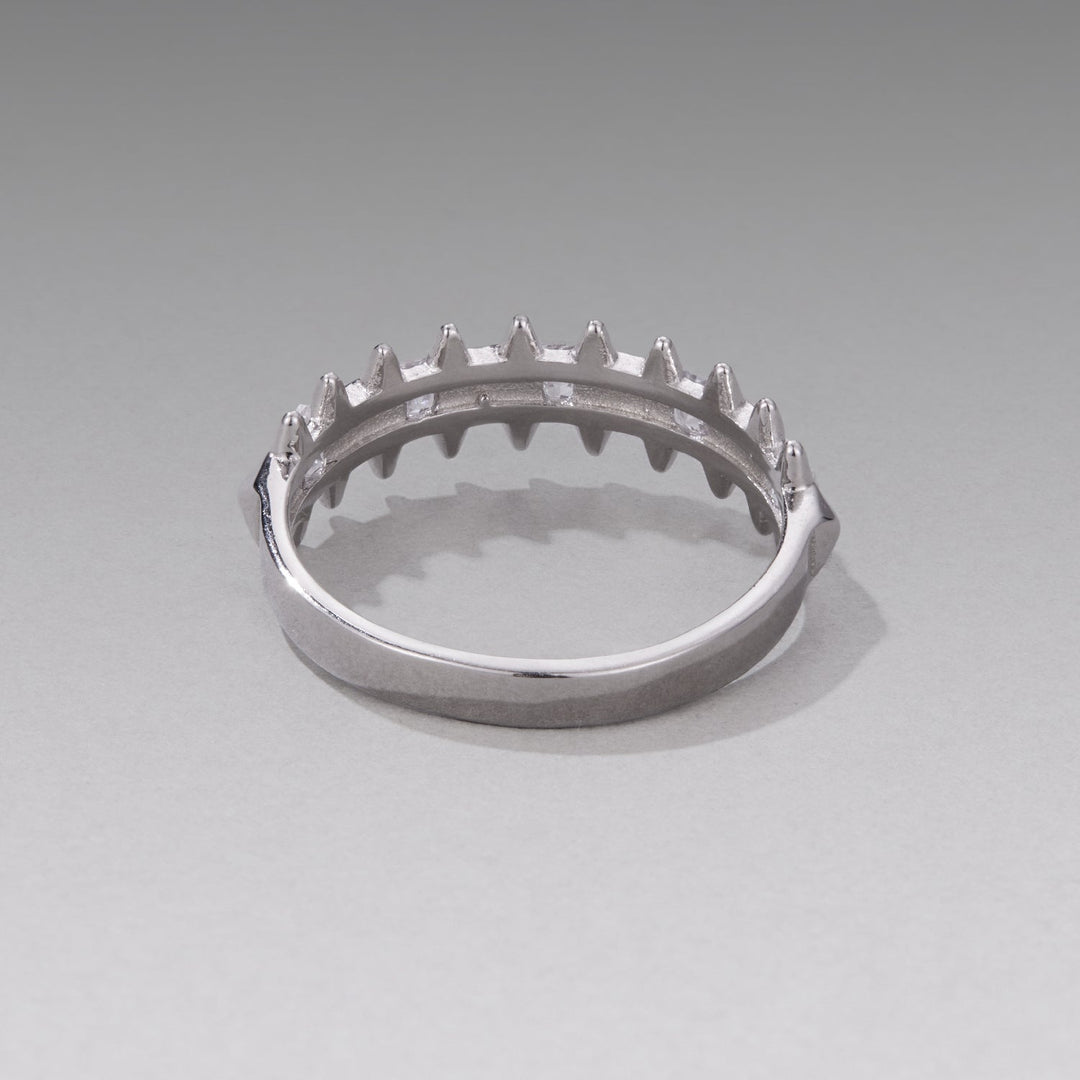 925 Sterling Silver 0.24cm White Gold Plated Ring with CZ for Women Size 6