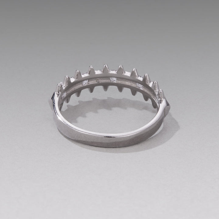 925 Sterling Silver 0.24cm White Gold Plated Ring with CZ for Women Size 6