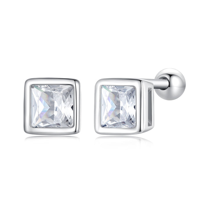 925 Sterling Silver 5mm Pavé Setting CZ Earrings for Women