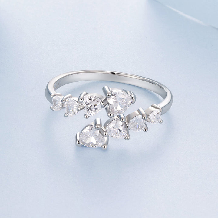 925 Sterling Silver White Gold Plated Pavé Setting Rings for Women