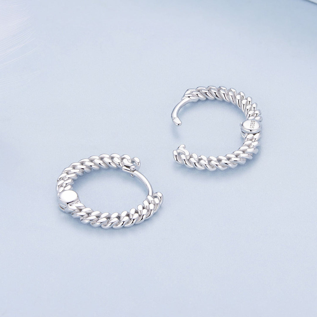 925 Sterling Silver Earrings Size 14*1.5mm Plated Platinum for Women