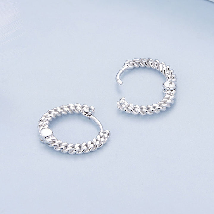 925 Sterling Silver Earrings Size 14*1.5mm Plated Platinum for Women