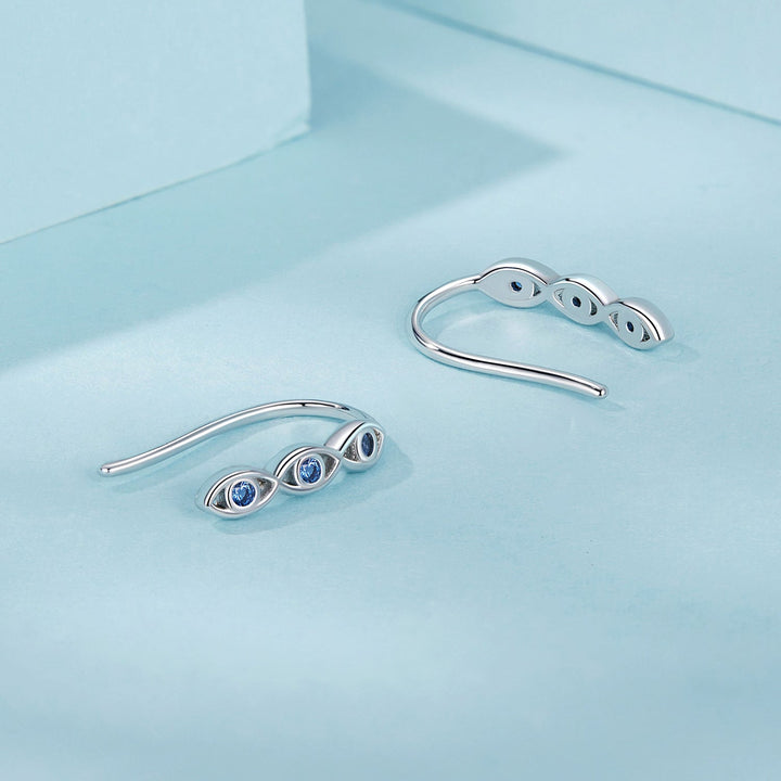 925 Sterling Silver CZ Pavé Earrings 13*2mm for Women