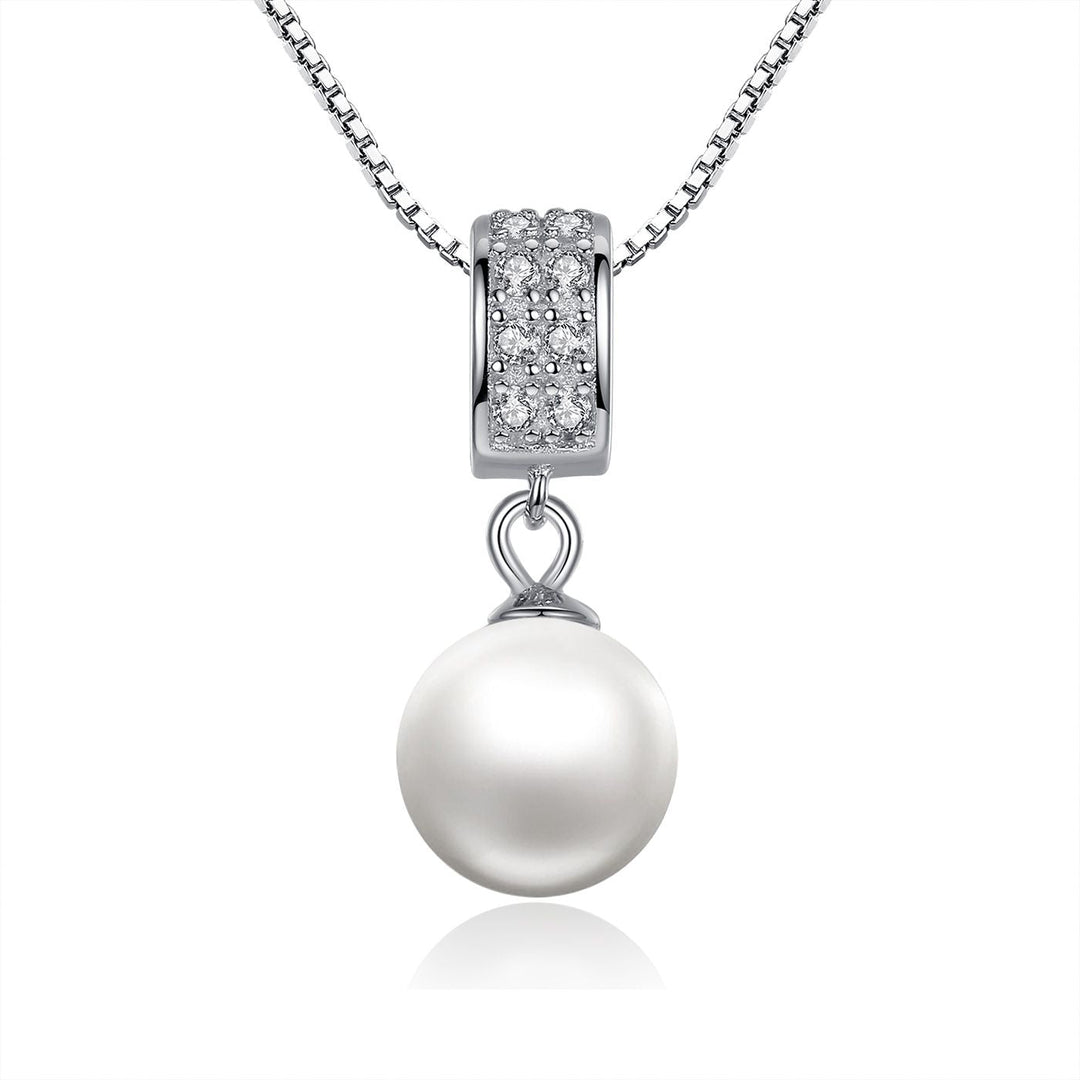 925 Sterling Silver Necklace with Quality Shell Pearl and Pavé Setting CZ