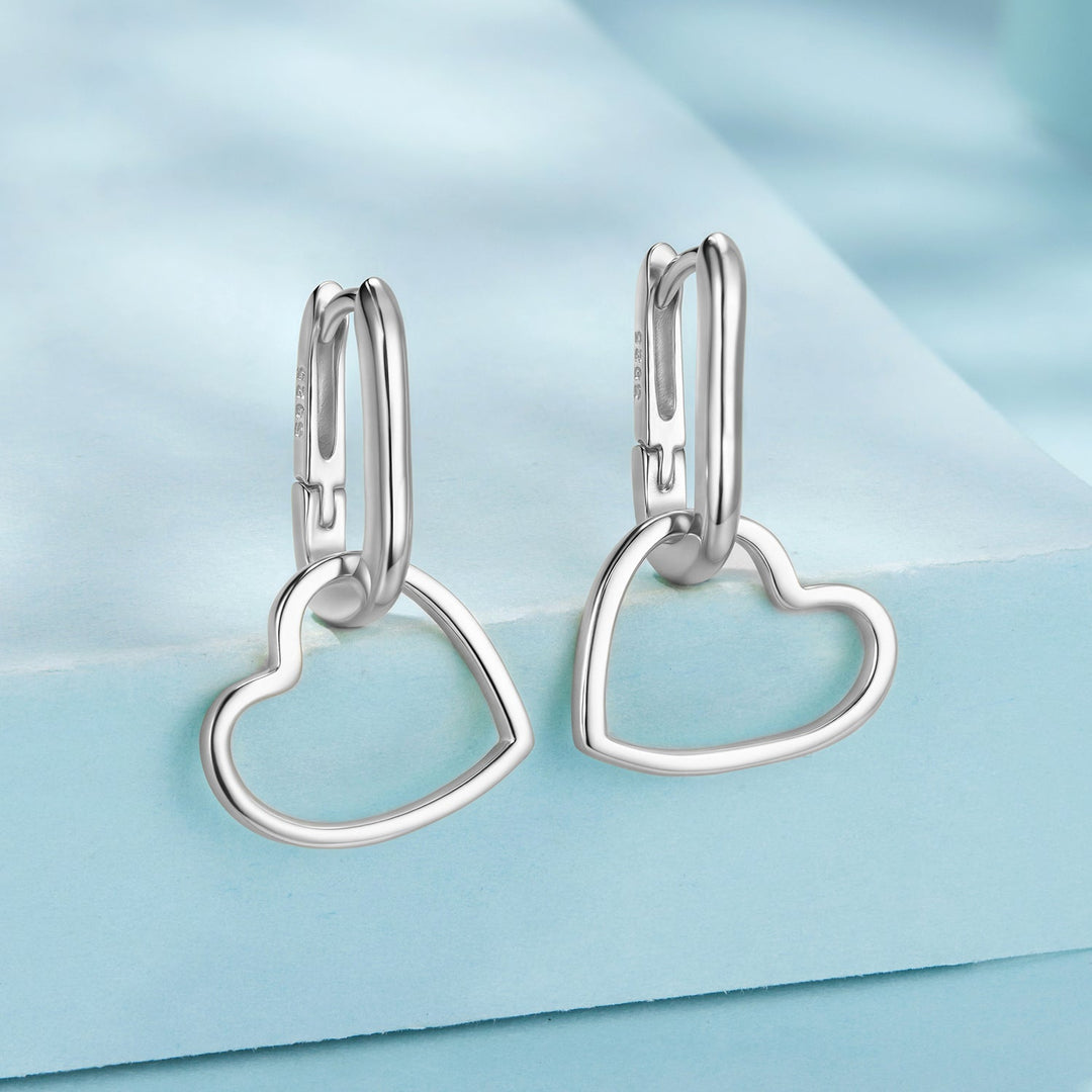 925 Sterling Silver Earrings with Love Pendant for Women