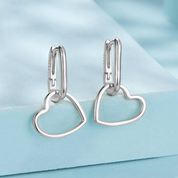 925 Sterling Silver Earrings with Love Pendant for Women