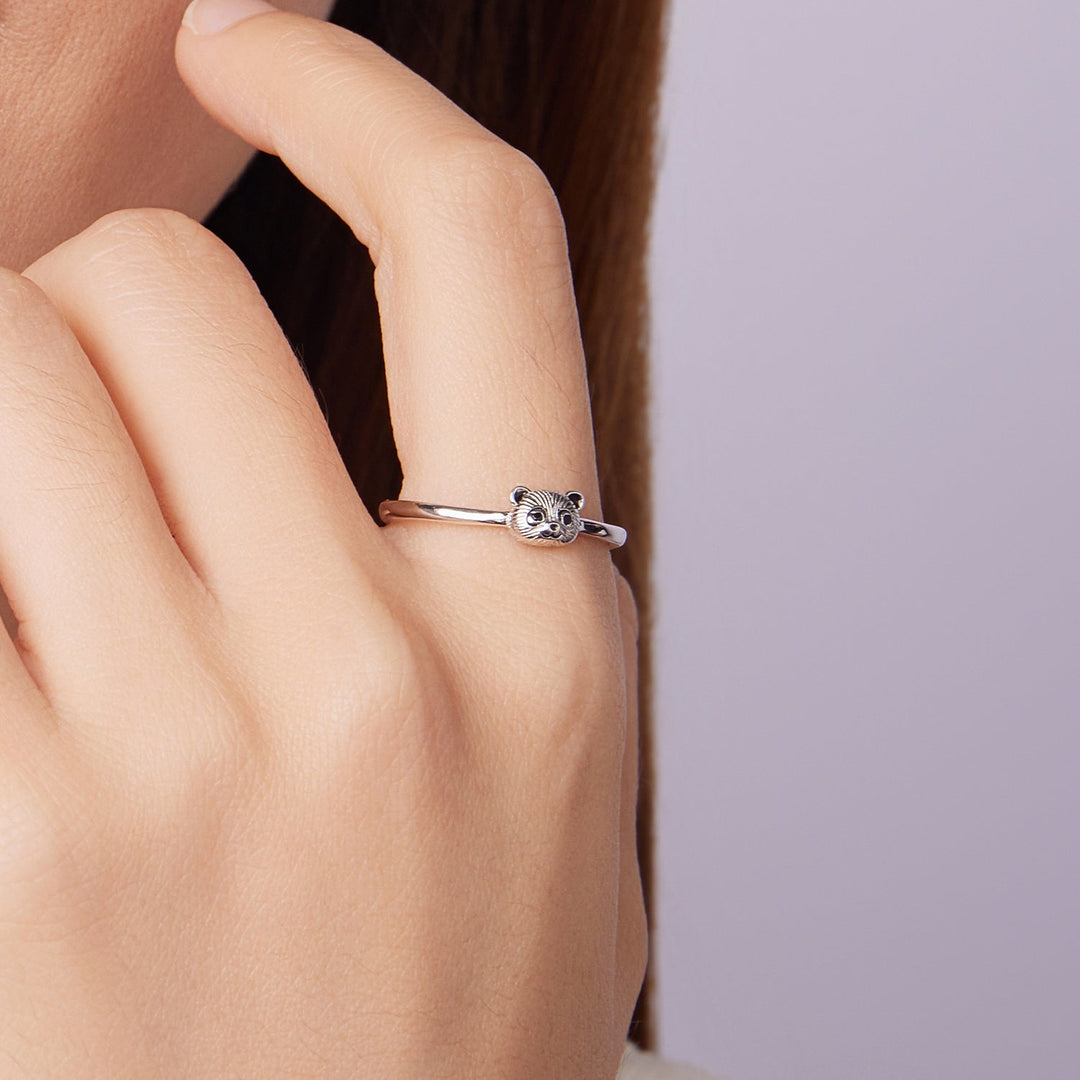 925 Sterling Silver White Gold Plated Enamel Ring for Women