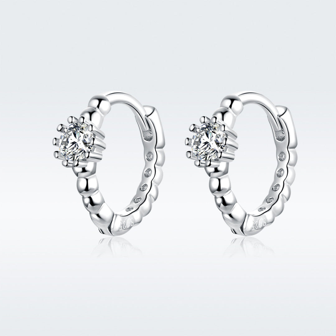 925 Sterling Silver Earrings with Pavé Setting CZ - 1cm for Women