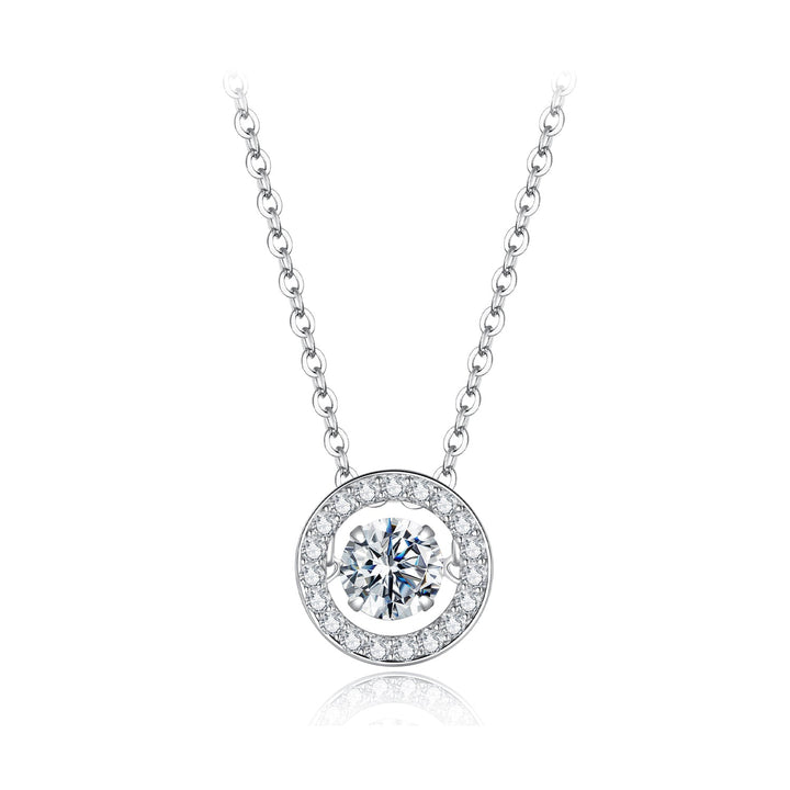 925 Sterling Silver Moissanite Pendant Necklace for Women - 40+5cm, White Gold Plated, Elegant Jewelry