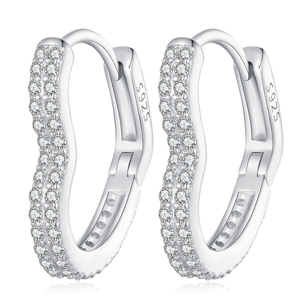 925 Sterling Silver Earrings with Cubic Zirconia in Platinum Finish