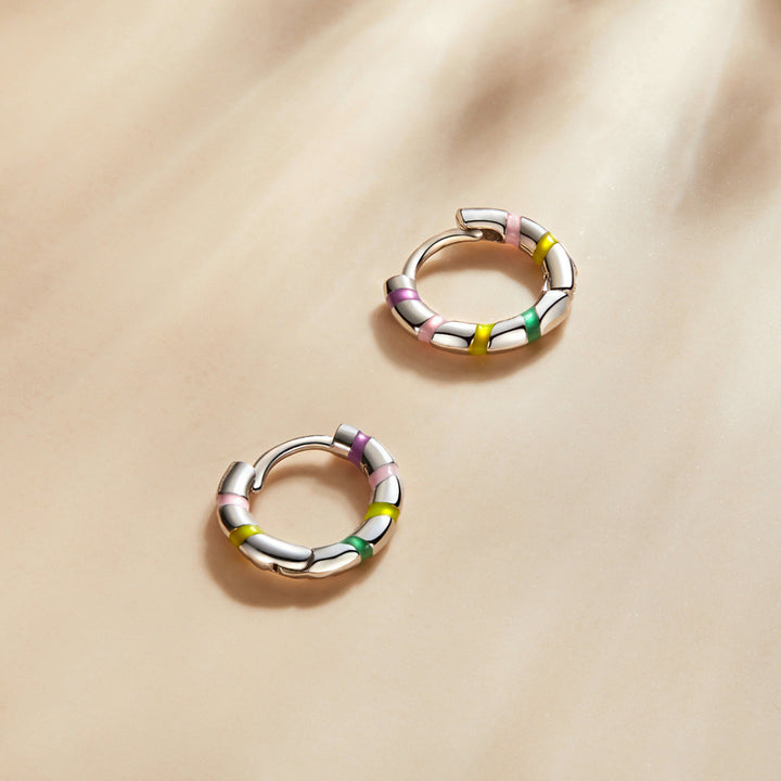 S925 Sterling Silver Enamel Platinum Plated Earrings for Women