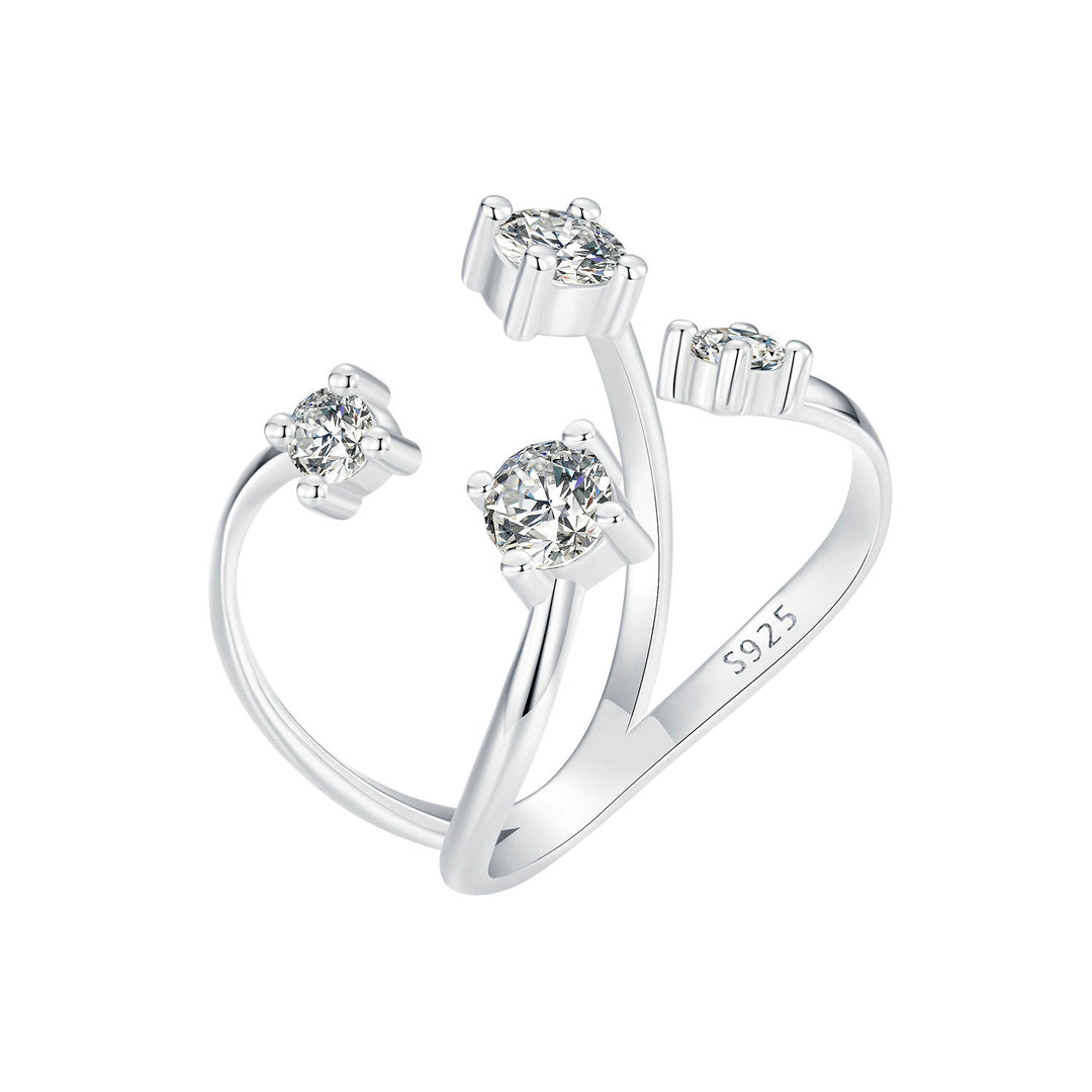 925 Sterling Silver White Gold Plated Pavé Set CZ Ring 2.5-13.5mm for Women