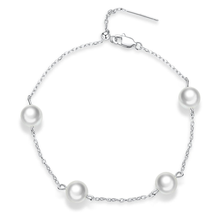 925 Sterling Silver Adjustable Pearl Bracelet for Women