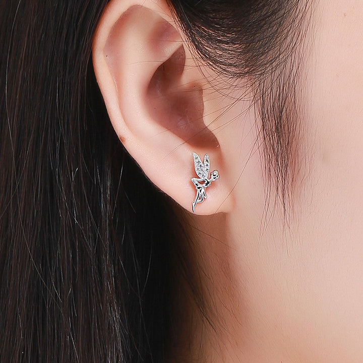 925 Sterling Silver Stud Earrings with CZ, 1.2 x 1.5cm &amp; 1.5 x 0.9cm, Women