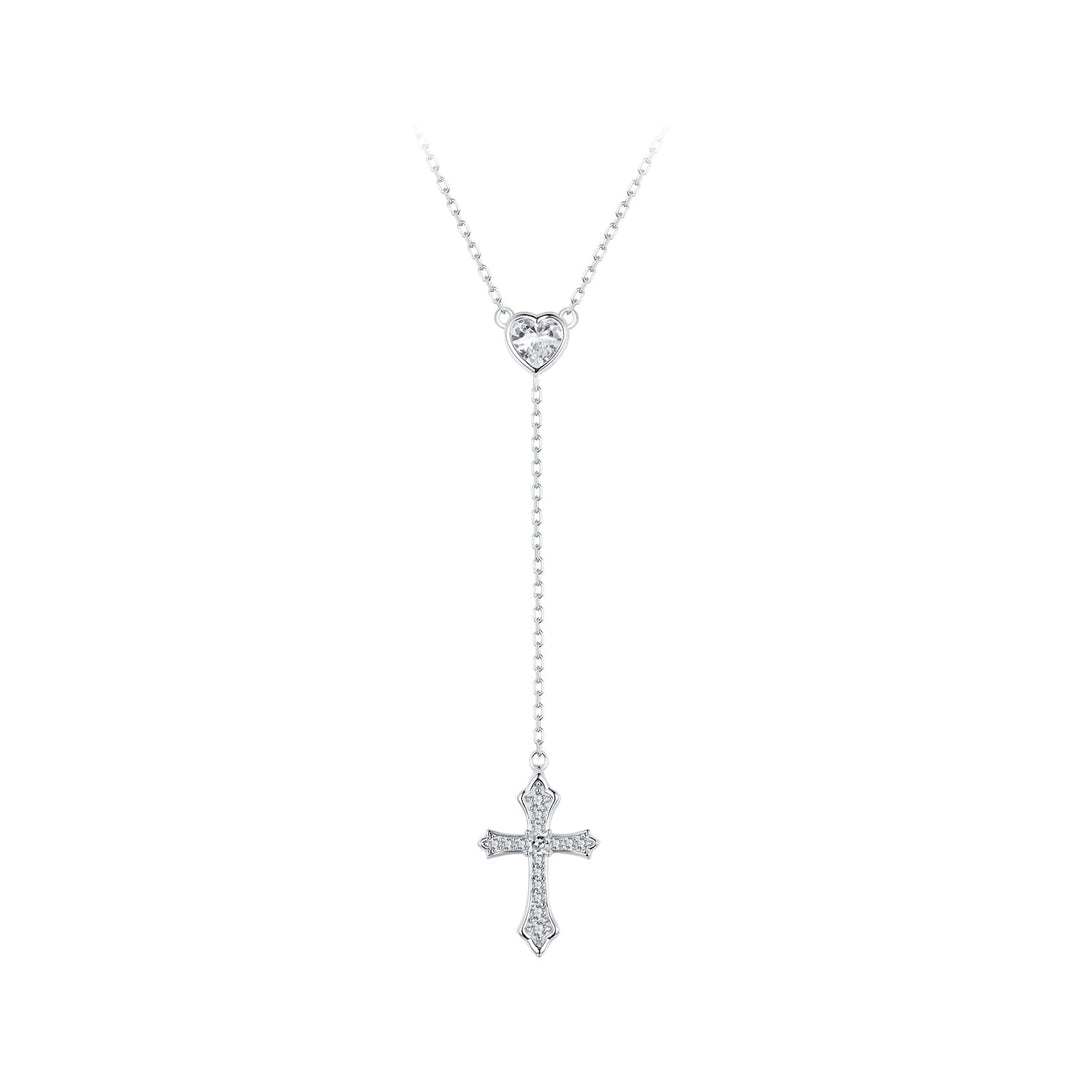 925 Sterling Silver White Gold Plated Necklace with CZ Pavé Setting for Women