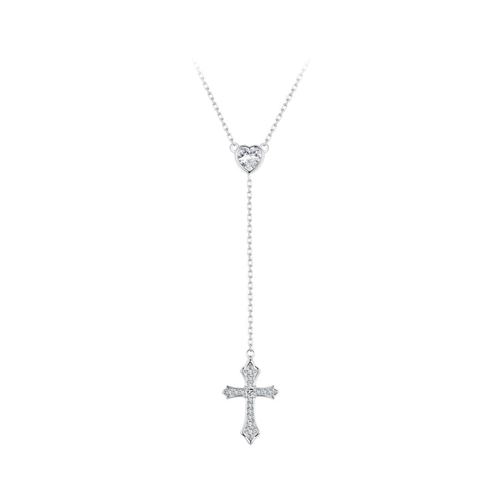 925 Sterling Silver White Gold Plated Necklace with CZ Pavé Setting for Women